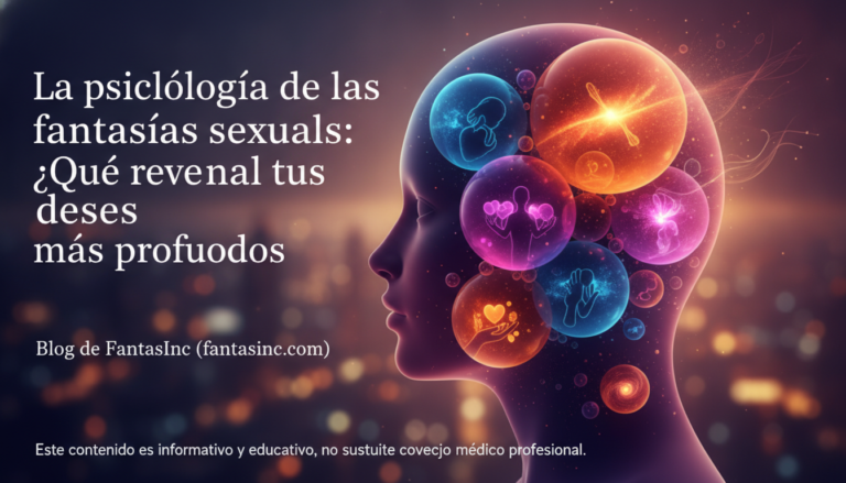 Create a stunning, professional hero image for a blog post titled "La psicología de las fantasías sexuales: ¿Qué revelan tus deseos más profundos?". Context: Blog de FantasInc (fantasinc.com), plataforma mexicana 18+ donde usuarios publican fantasías y creadores verificados las producen, incluyendo contenido generado con IA. Temática del blog: educación sexual para adultos, consejos y bienestar íntimo, comunicación y consentimiento en pareja, cómo explorar fantasías de forma sana y segura, salud sexual, mitos y realidades, privacidad y seguridad en plataformas para adultos, y consejos para creadores de contenido. Tono: cercano, respetuoso, informativo y sin tabúes, pero SIEMPRE educativo y elegante — nunca vulgar ni gráficamente explícito. Español de México. Audiencia: adultos mexicanos 18+. Incluir disclaimers de que no sustituye consejo médico cuando aplique.. The image should be eye-catching, modern, and relevant to the topic. Use vibrant colors and professional composition. Photorealistic style.